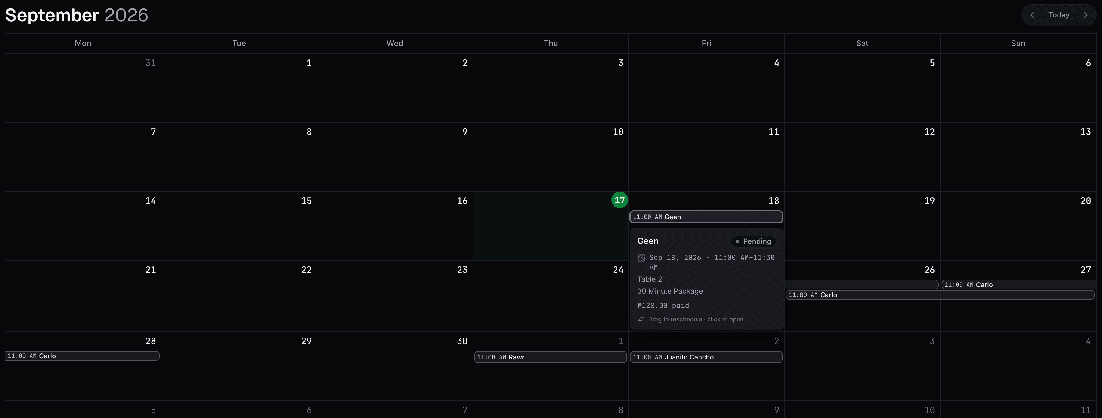 Sargo Pro reservations tracking upcoming bookings with live countdowns